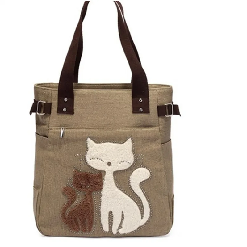 Сумка женская холщовая на молнии милая вместительная Повседневная портативная