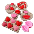 Силиконовая форма сделай сам для губ и сердца, форма для шоколада, торта, мороженого, мыла, желе, помадки, выпечки, День Святого Валентина, свадьба