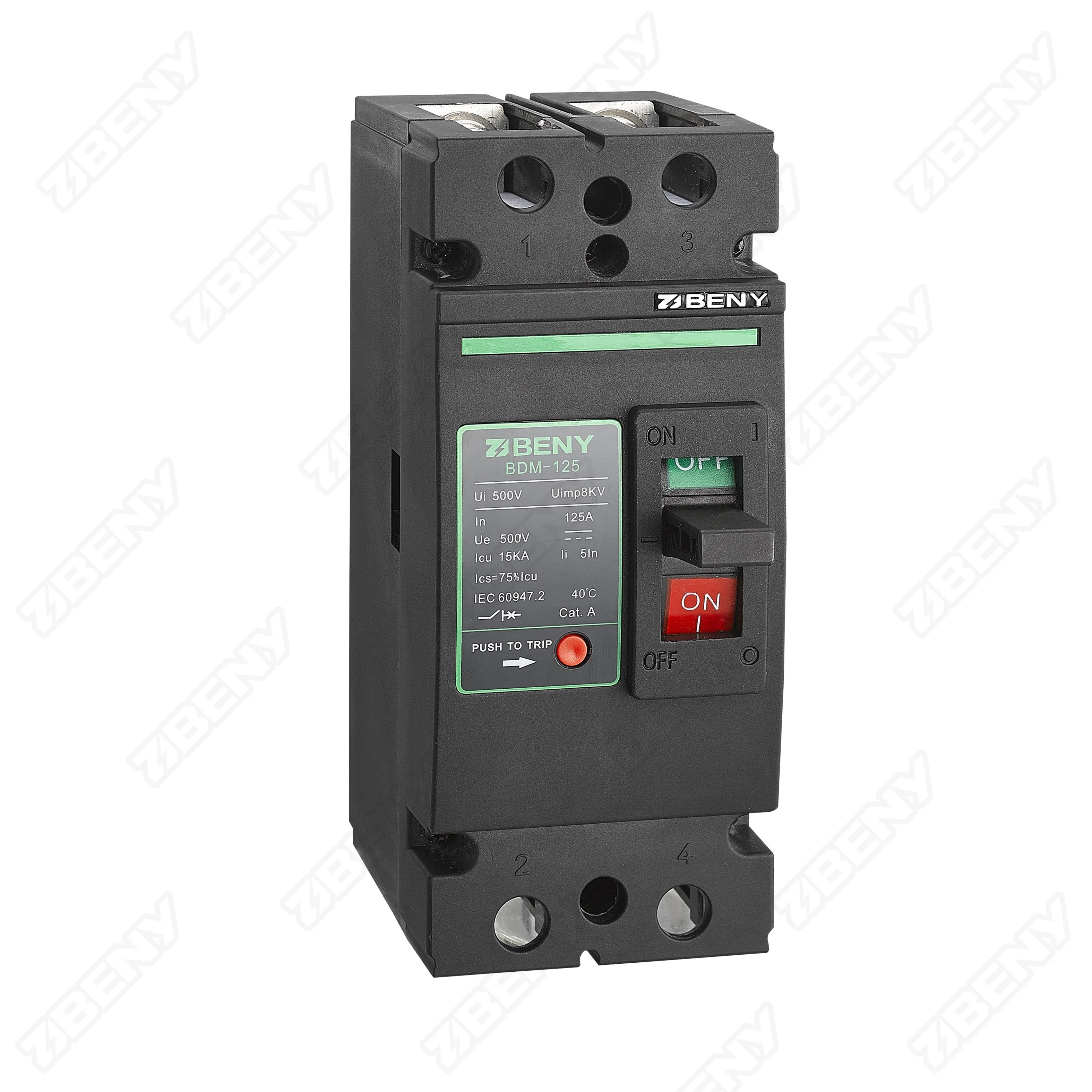 

2P 500V 65A 80A 100A 125A True DC Circuit Breaker for Solar Panels and Battery