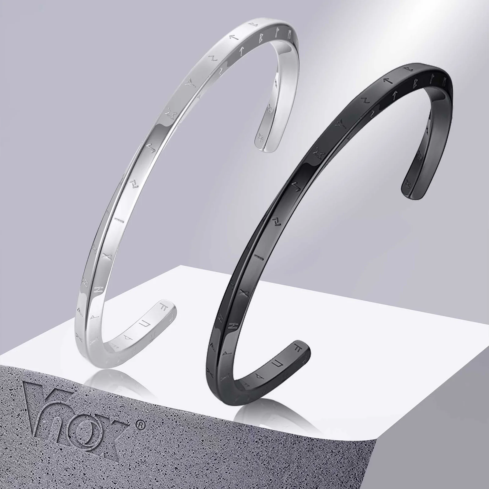 

Vnox Retro Nordic Vikings Cuff Bangle Bracelets for Men, Stainless Steel Mobius Norse Mythology Runes Amulet Jewelry
