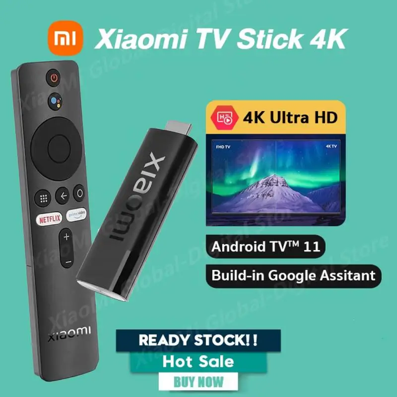 

Global Version Xiaomi Mi TV Stick 4K Android TV 11 Quad Core 2GB RAM 8GB ROM Bluetooth 5.0 Netflix Wifi Google Assistant