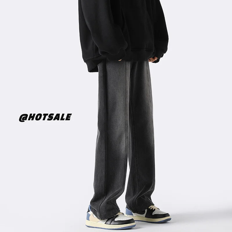 Brown Blue Black Baggy Jeans Men Fashion Retro Straight Jeans Men Japanese Streetwear Hip-hop Loose Denim Pants Mens Trousers