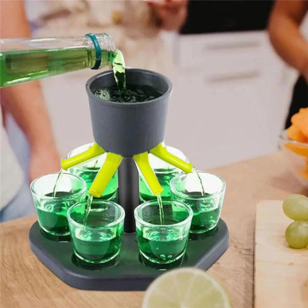 

6 Shot Glass Dispenser Wine Pourer Portable Dispenser Party Gifts Bar Accessory Drinking Games Dispenser Drinking Tools Dropship