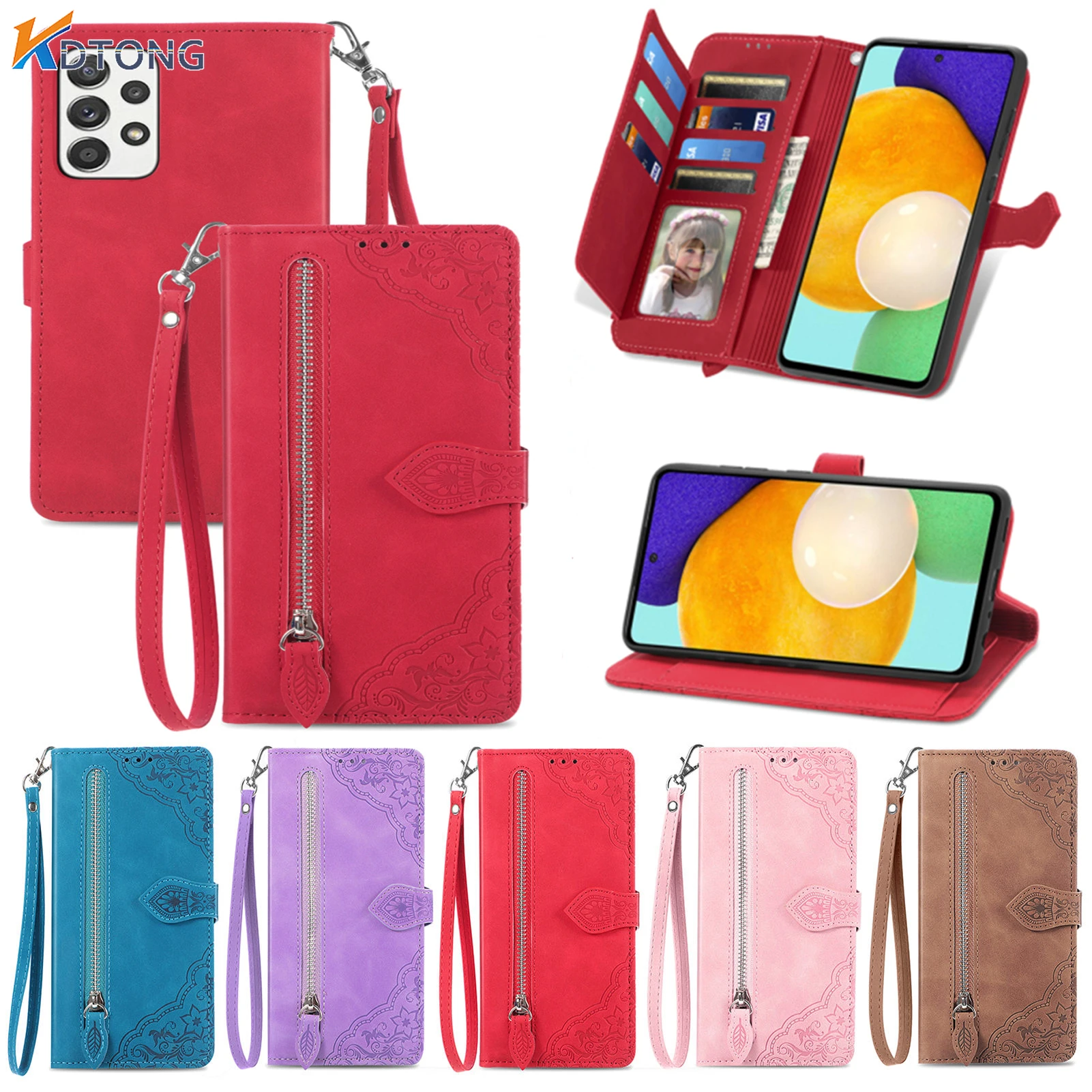 

Zipper Bags Phone Case for Galaxy M53 M23 M33 M52 M32 M02 M12 M31S M30S M11 A01 A50 A70 A40 A30 A10E Flip Leather Wallet Cover