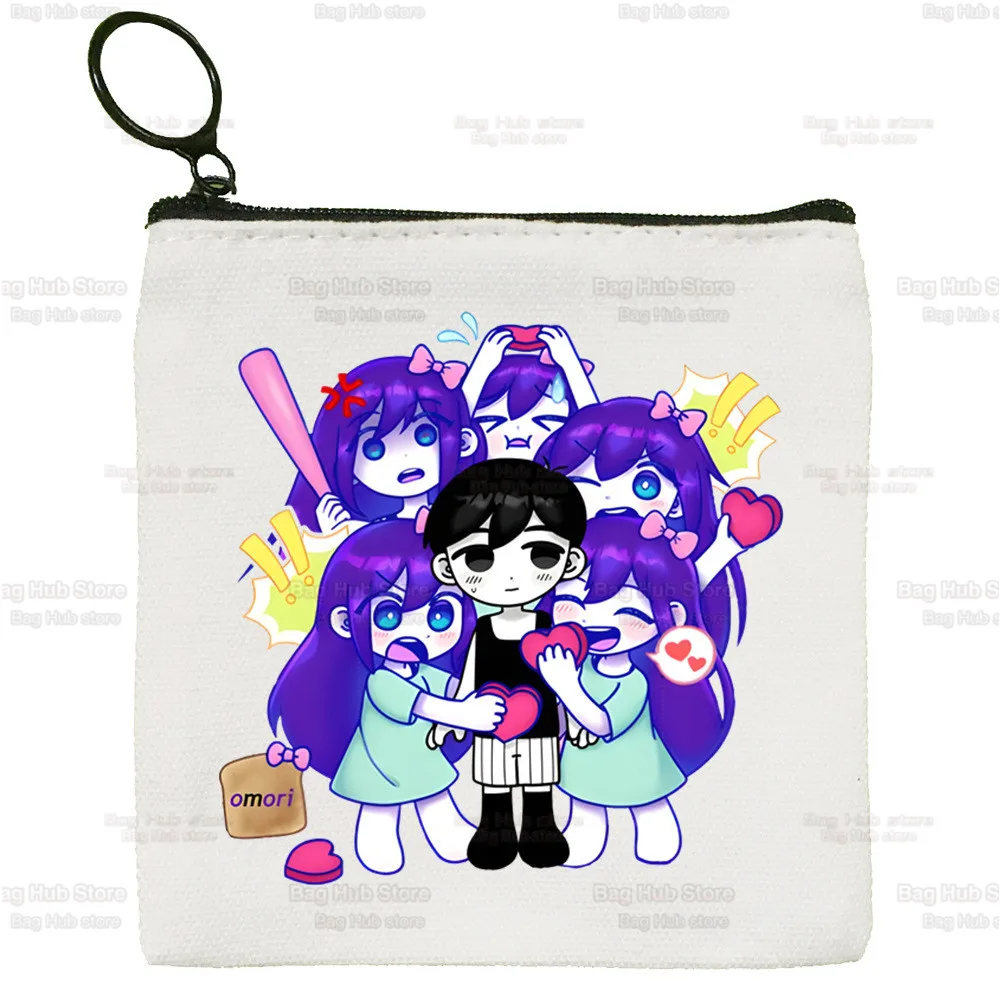 Omori Game Anime Funny Canvas Coin Purse Coin Purse Collection Canvas Bag Small Wallet Zipper Key Bag Hand Gift