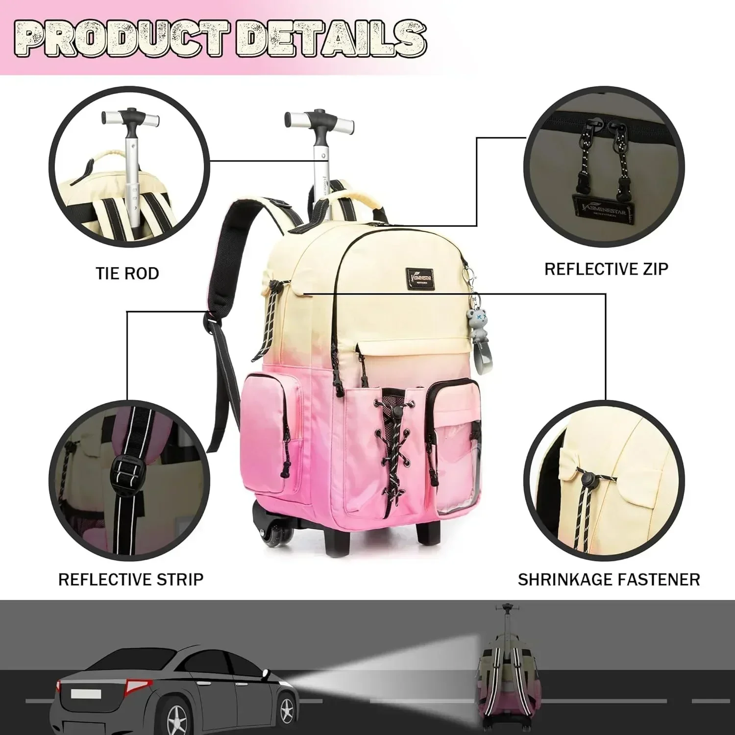 3-х шт. школьный рюкзак с колесиками тележка на колесиках для