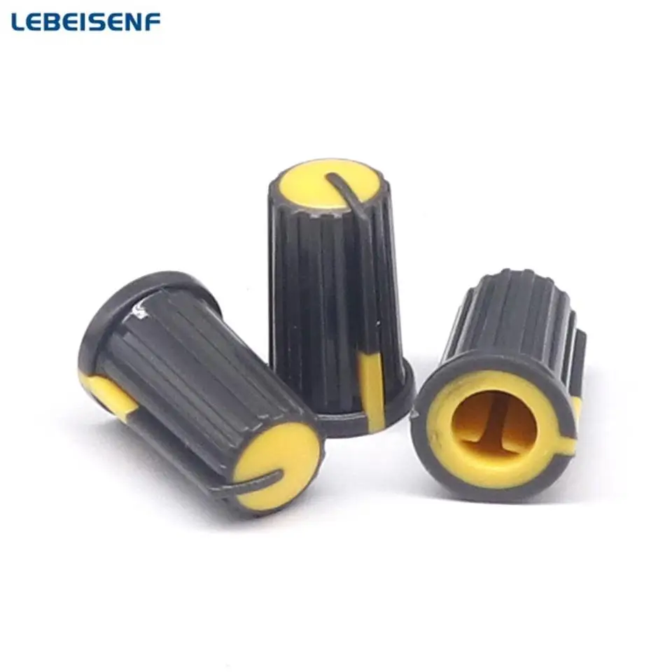 

Крышка потенциометра желтого цвета, Полуось 90 градусов, 10 шт.