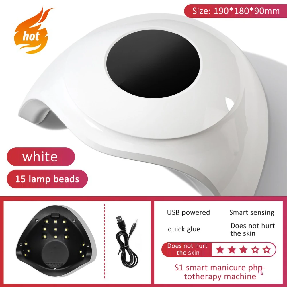 

54W Portable Nail Lamp Nail Dryer Machine USB Cable Use Light Gel Polish Curer 15 Leds Lamp Nail Art Manicure Nails Accessories