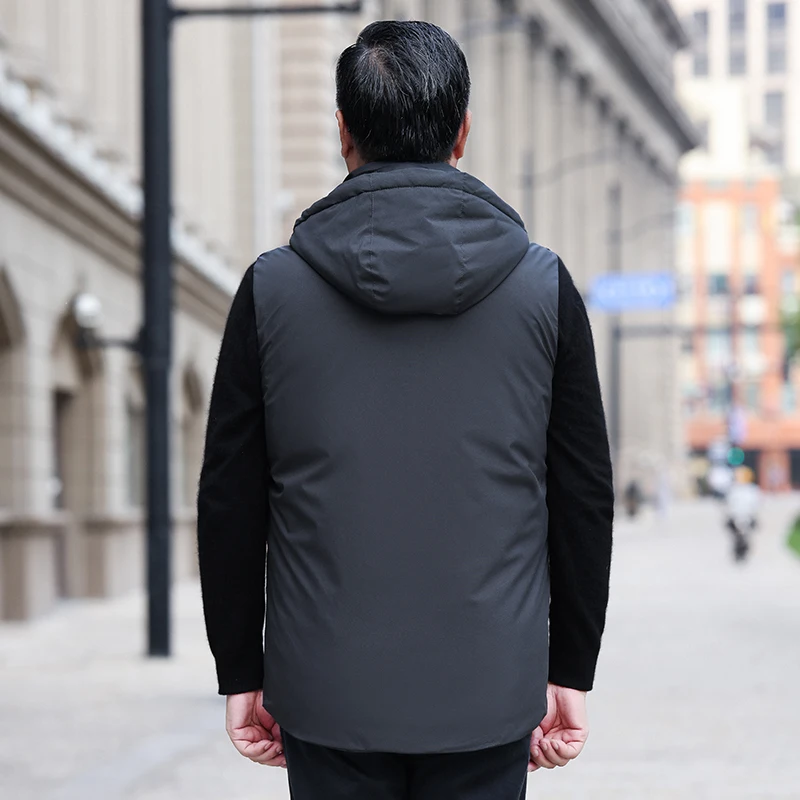 Fashion Men Down Vest Sleeveless Jacket Men Down Thick Hooded Vests Male Waistcoat Warm Mens Winter Vests Plus Size 5XL