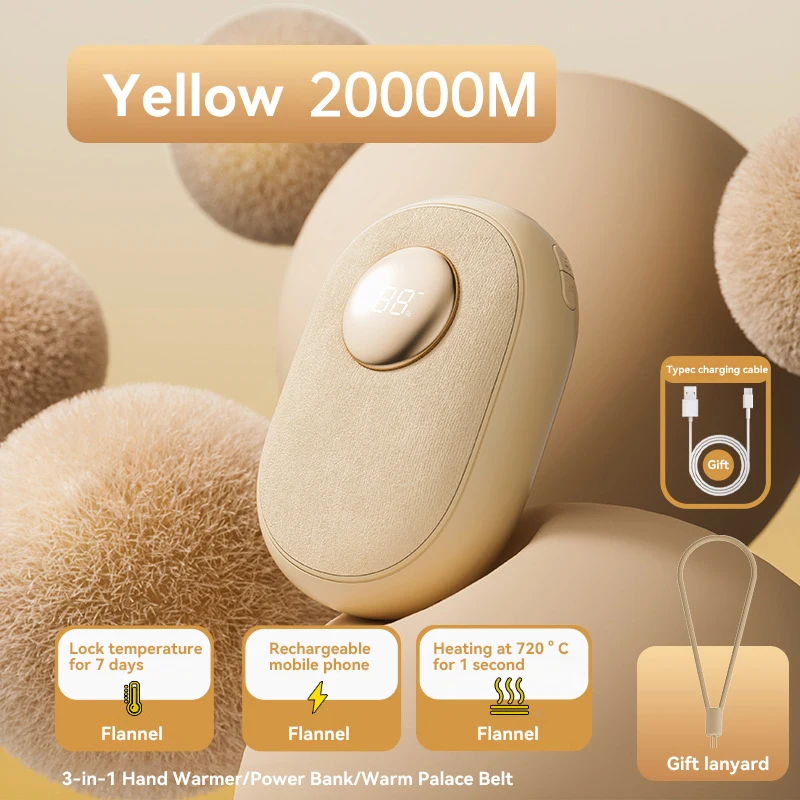 

Грелка для рук, 20000 мАч, внешний аккумулятор большой емкости, массажер, умная портативная грелка для рук с постоянной температурой на зиму 2025 г.