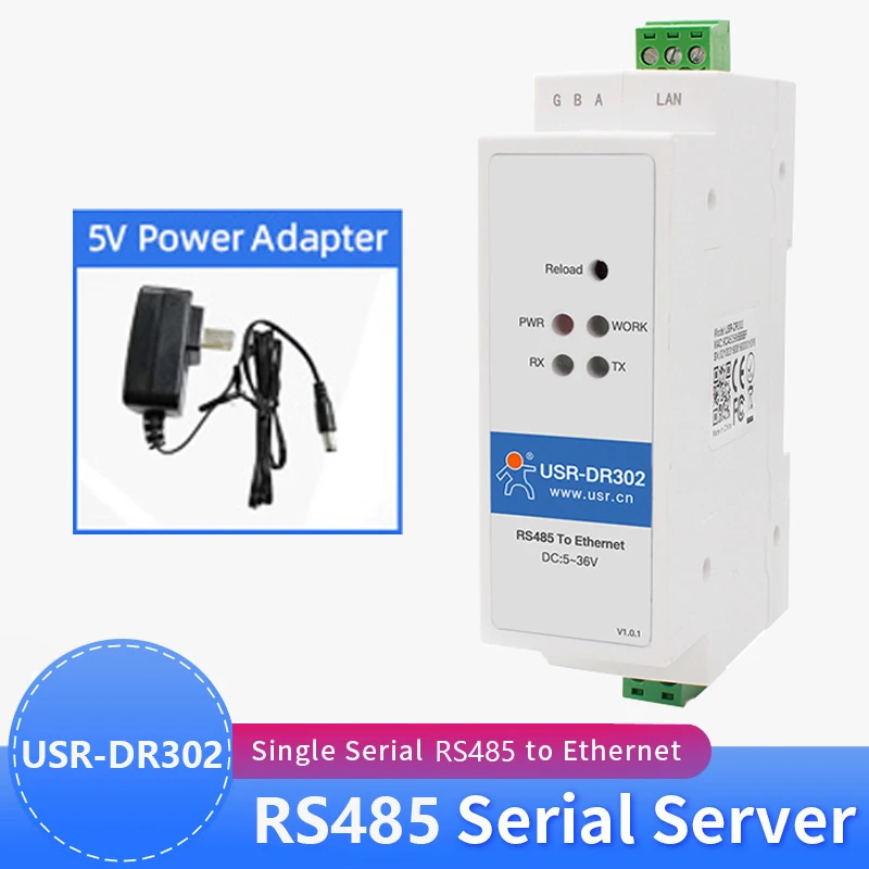 USR-DR302 Последовательный порт RS485 в Ethernet TCP IP-серверный модуль Ethernet-конвертер Modbus RTU