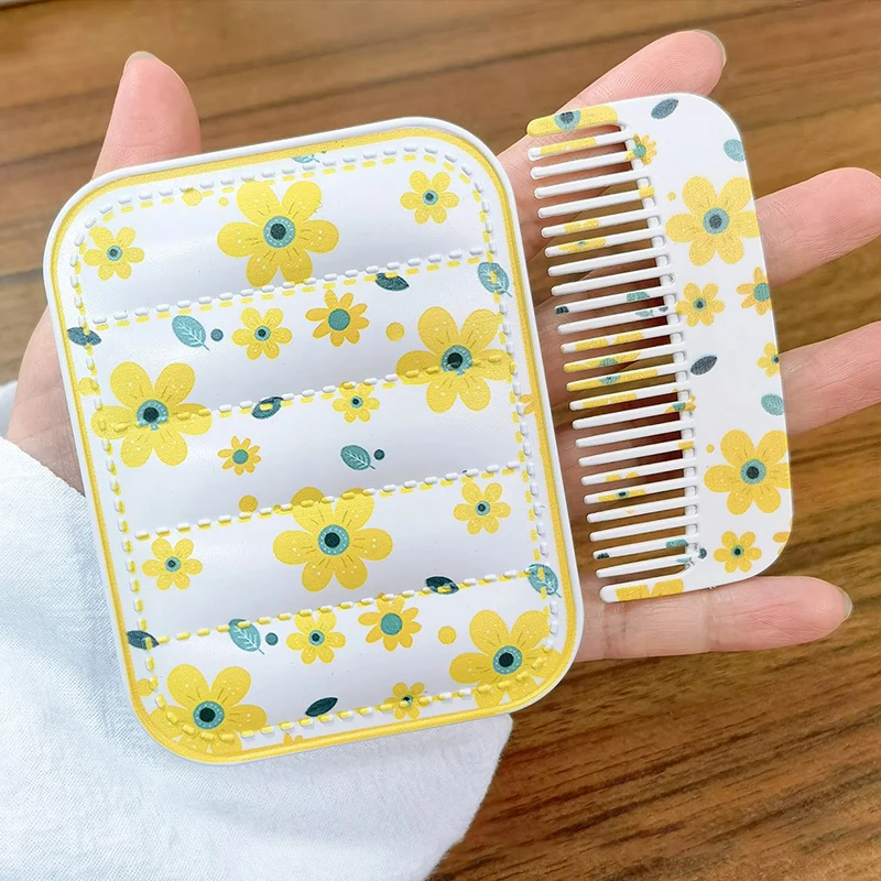 Складное зеркало для макияжа с хризантемой портативное карманное женское
