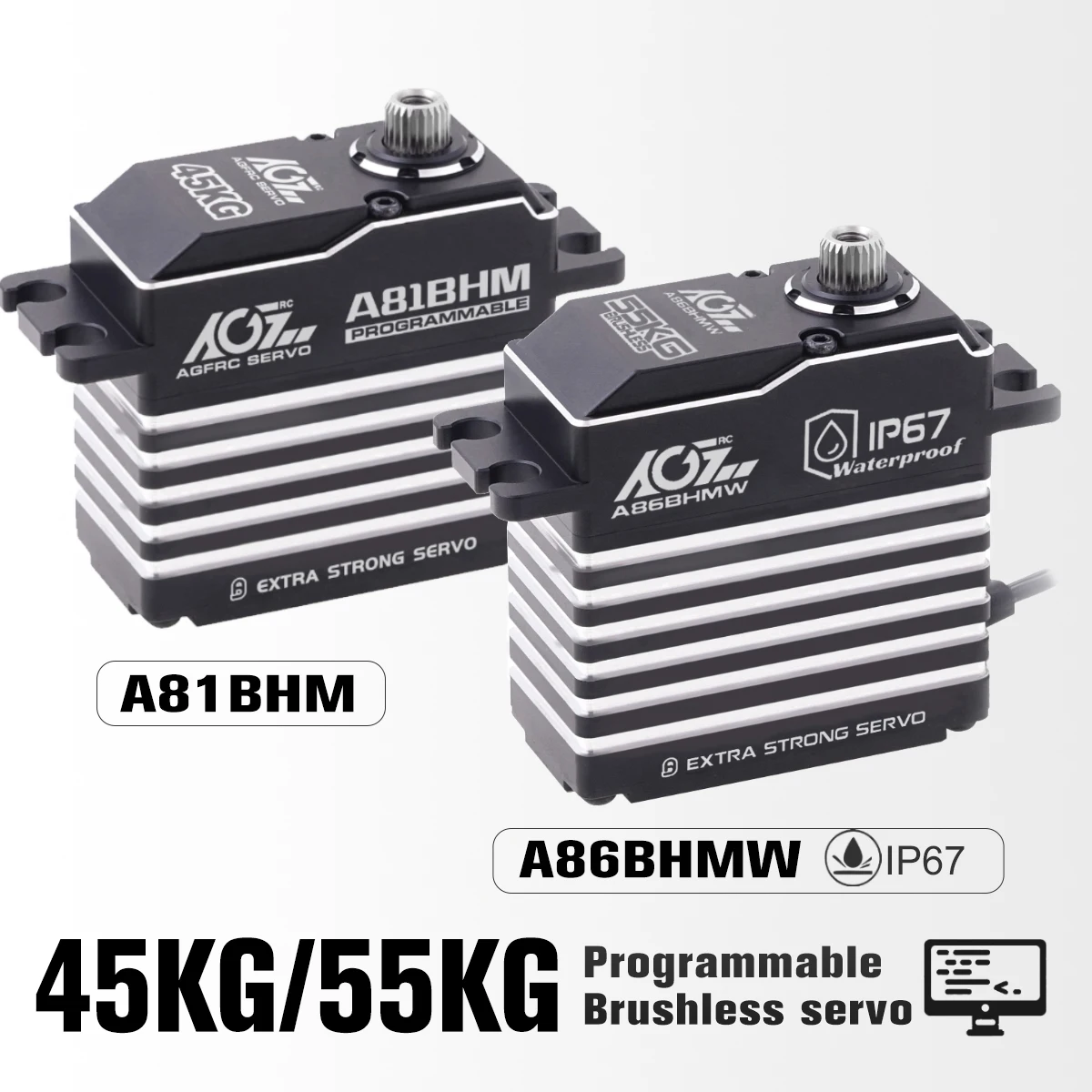 AGFRC A86BHMW A81BHM большой крутящий момент 55 кг 0110 сек 39 кг 0,10 сек Магнитный Водонепроницаемый HV программируемый бесщеточный цифровой STD сервопривод для автомобиля