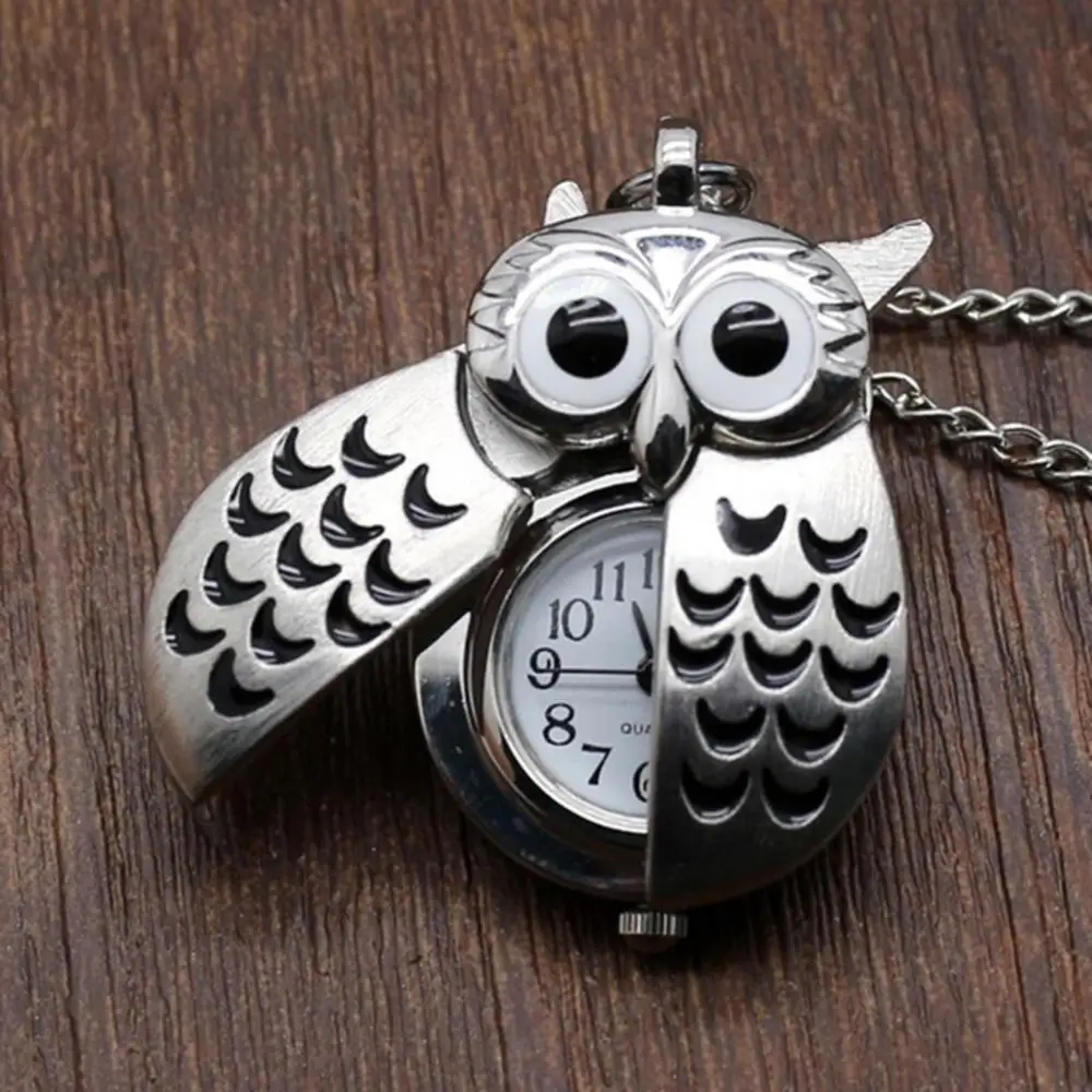 

Vintage Unisex Arabic Numbers Pocket Watch Cartoon Owl Pendant Necklace Gift