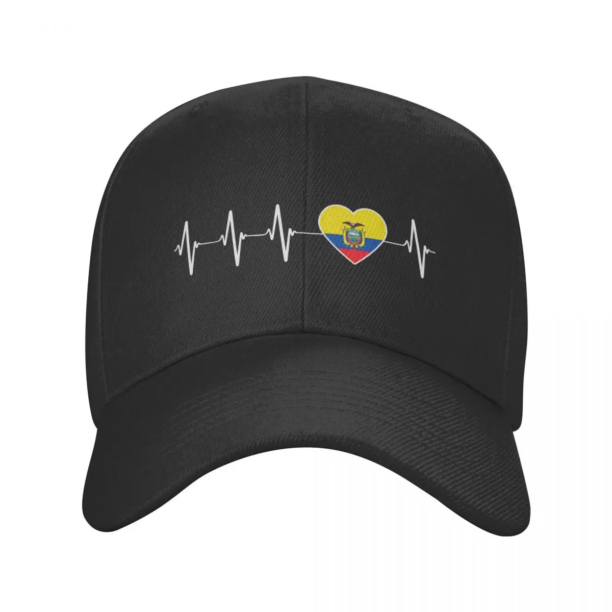 

Custom Heartbeat Ecuador Flag Baseball Cap Men Women Breathable Ecuadorean Proud Dad Hat Outdoor Snapback Caps