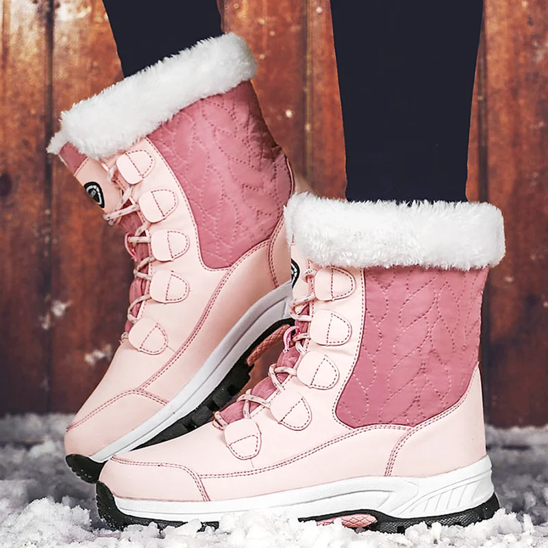 Women Snow Boots 2023 Fashion Mid-Calf Ankle Boots Waterproof Boots Warm Plush Shoes Antislip Plus Size