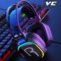 yc wired gaming headphones gamer headsets bass surround sound hd microphone for overear laptop tablet gifts pc 3 5mm ps4 p