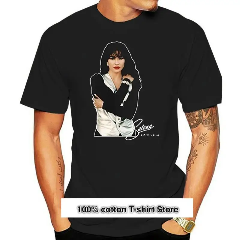

Camiseta con Logo de Selena para hombre, camisa de manga corta blanca y negra, camiseta estampada personalizada