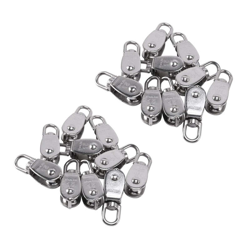 

Crane Pulley Block M15 Lifting Crane Swivel Hook Single Pulley Block Hanging Wire Towing Wheel 40Pcs