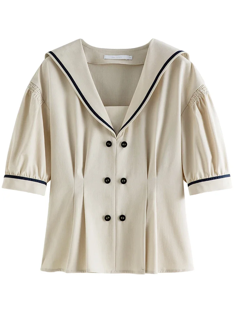 Блузка женская с V-образным вырезом и коротким рукавом в стиле ретро
