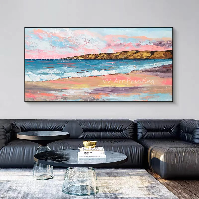 

High Quality ocean sea large abstract oil painting on canvas Handmade Modern Textured colorful landscape decoration as a gift