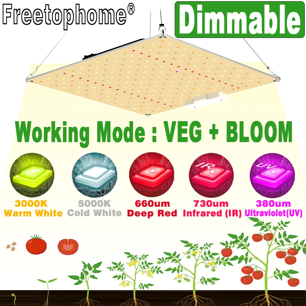 LED Grow Light for Indoor Plant Hydroponic Growing System Full Spectrum Phyto Lamp for Plants Flowers Greenhouse Seeds Veg Bloom