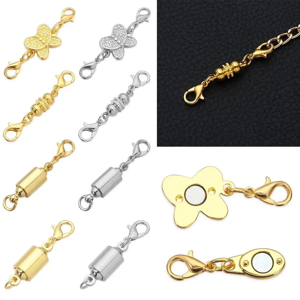 

Silver Gold Extender DIY Necklace Bracelet Connector Buckle Magnetic Clasps Jewelry Making Supplies Connector Hook