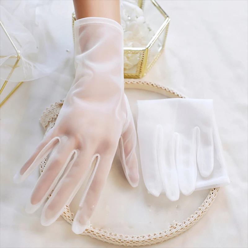 

Wedding Gloves Crystal Tulle Long Short Bride Wedding Trip Photography Dress Gloves Summer Full Finger