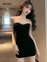 vintage round long sleeve see through black mesh dress pencil sexy lace waist bag hip evening party vestidos mujer short prom