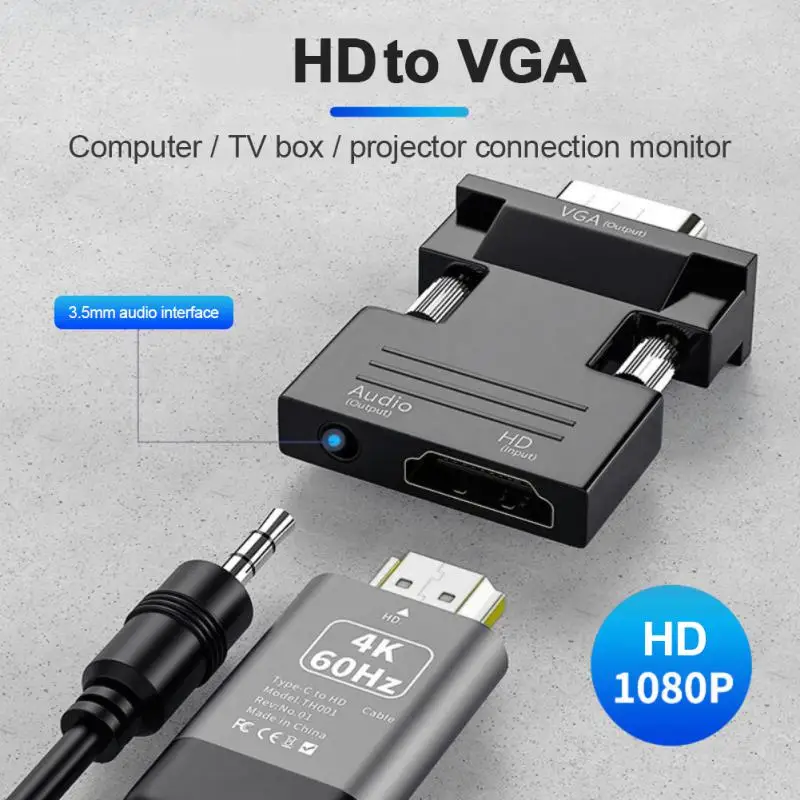 

VGA To HDMI-compatible Adapter Converter 1080P HDMI To VGA Adapter For PC Laptop To HDTV Projector Video Audio Converter