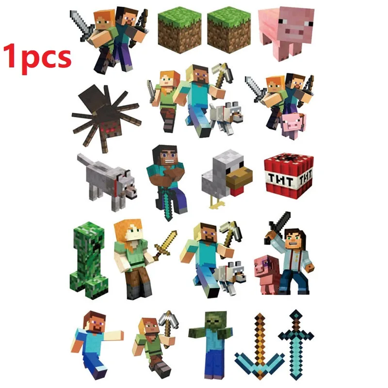 

Game World Original Tattoo Stickers Minecrafted Action Figure Cartoon Pixel Animal Toys Boys Girls Christmas Kids Birthday Gifts
