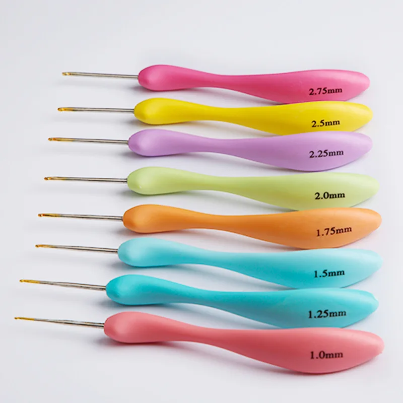 

Silicone Crochet Hooks Set, Needle Handle, Frosted Aluminum, Handmade DIY Hook Head, Sweater Weaving Knitting Tool, 8Pcs