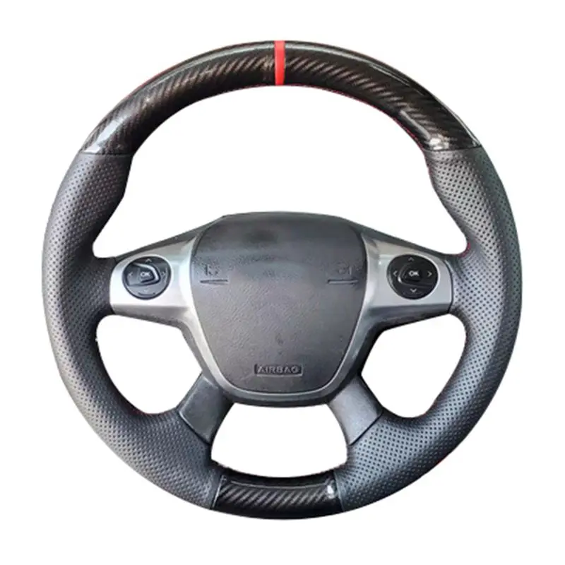 Нескользящая Кожаная оплетка из углеродного волокна для Ford Focus 3 2012-2014 KUGA Escape 2013-2016, автомобильные аксессуары