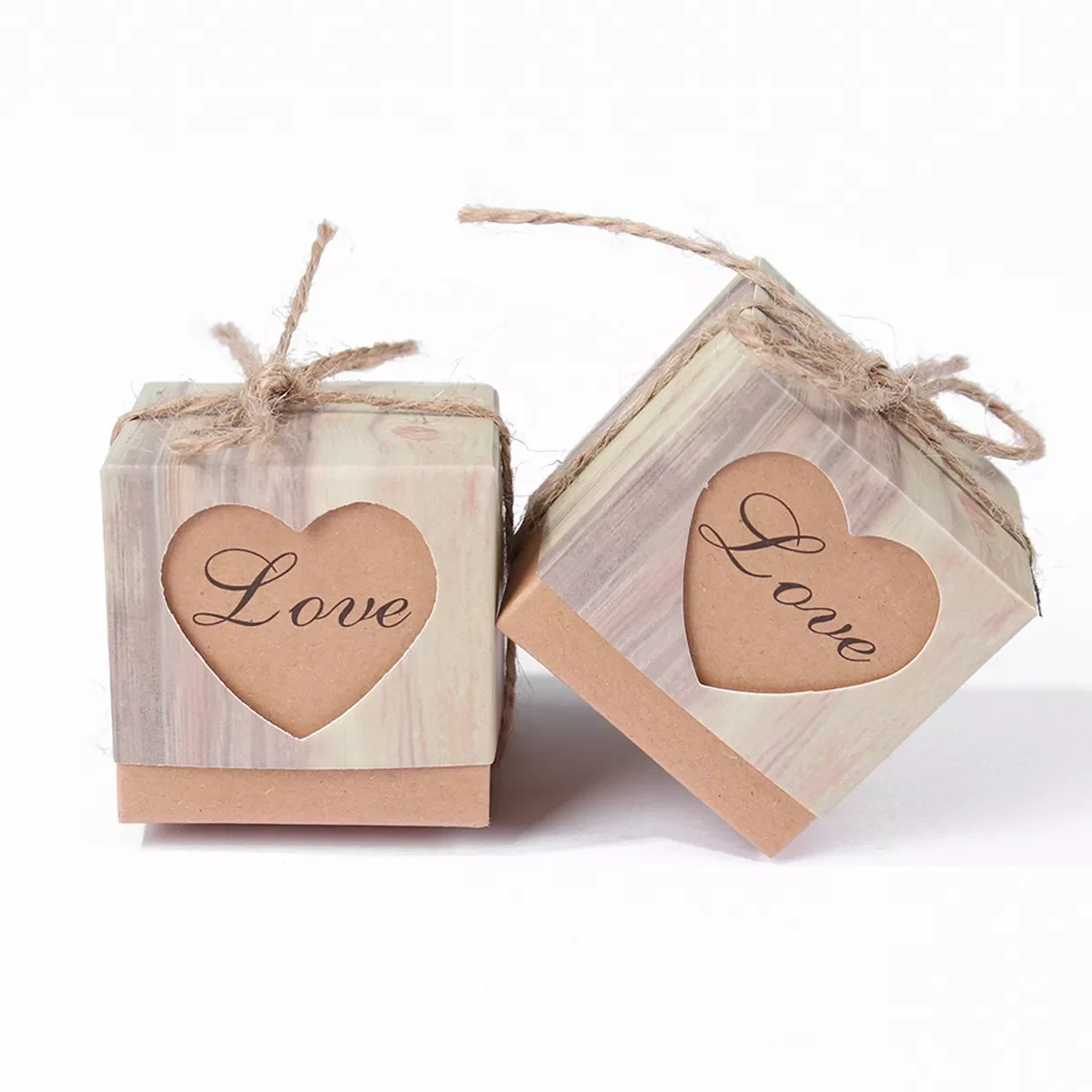 

Favor Boxes Kraft Paper Candy Box With Rustic Burlap Twine Boxes Sweets Wedding Decoration Supplies Gift Box Packaging