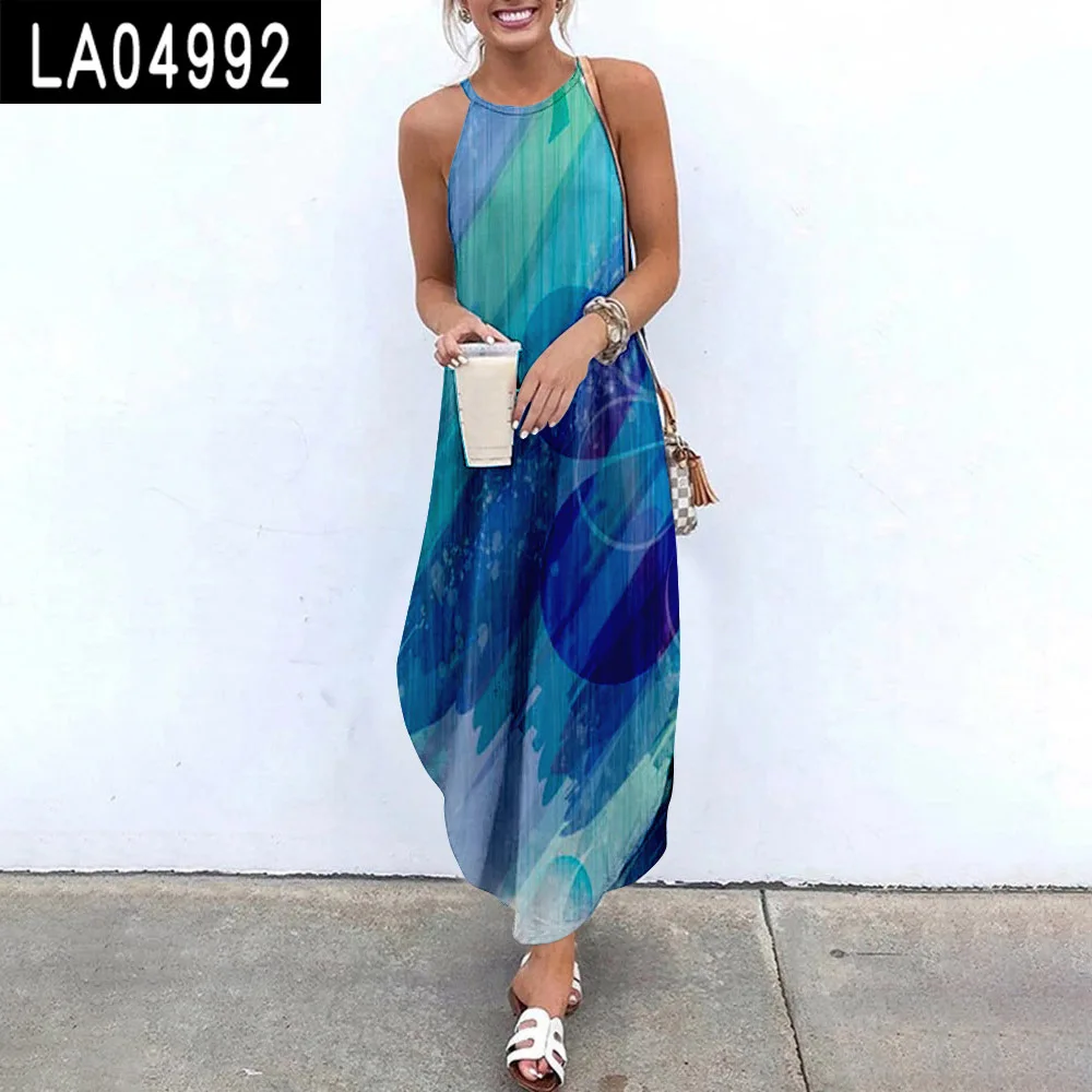 

Женское платье на бретелях-спагетти, белое Элегантное Длинное Платье-пуловер без рукавов с цветочным принтом на лето