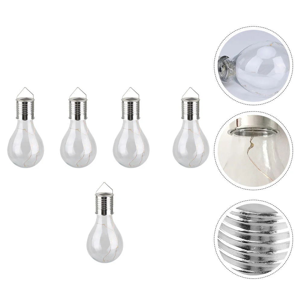 

5 Pcs Globe Yard Lamp Creative Solar Light Bulb Pendant Bulbs Outdoor Garden Decorative Lights
