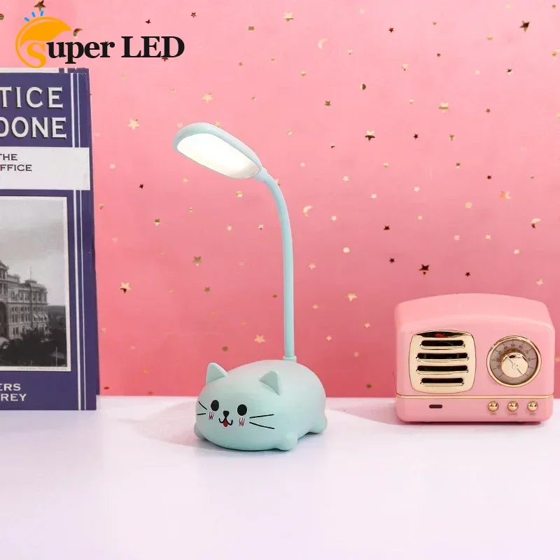 Горячая новинка настольная лампа мультяшный милый питомец кошка с Usb-зарядкой