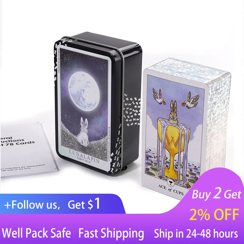 

Iron Box Version Cute Rabbit Tarot Lunalapin Rabbit Tarot Board Game Card Mysterious Divination