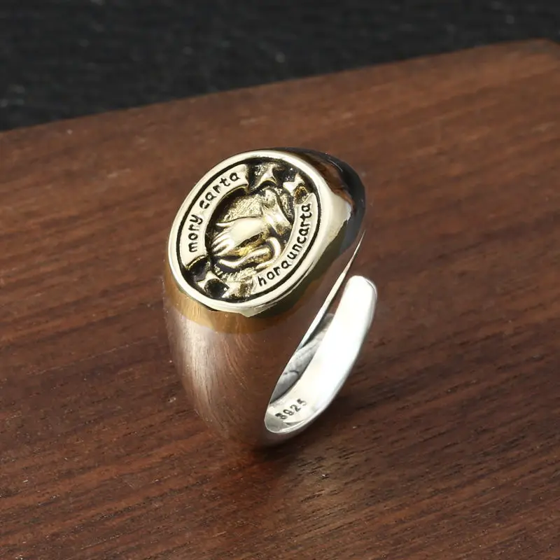 Виргинские молящиеся руки подлинное модное серебряное кольцо Good Vibra Tions для мужчин и женщин, открывающееся.