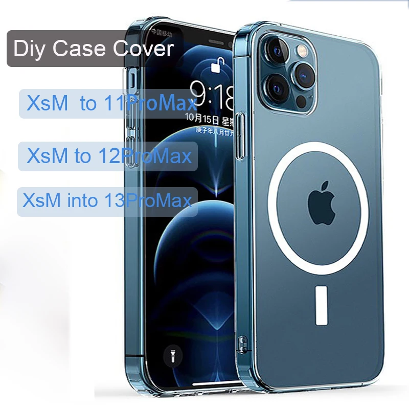 

DIY 100% fits Transparent For Magsafe Magnetic Charging Case for iPhone XsMax like 12 13Pro Max, like 11ProMax Hard Case Cover