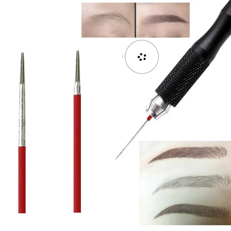 100pcs RS Microblading Needles Eyeborw Semi Permanent Makeup Tattoo Blades Shading Round 3R/5R Fog Needle Manual Pen Tattoo