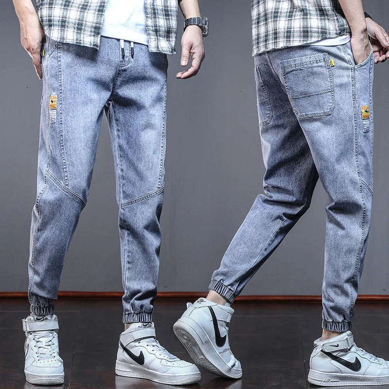 

Summer 20men's Teenagers Denim Jeans Loose Feet Harlan Brand Tooling Casual Young Students All-match Trend Men's Pencil Trousers