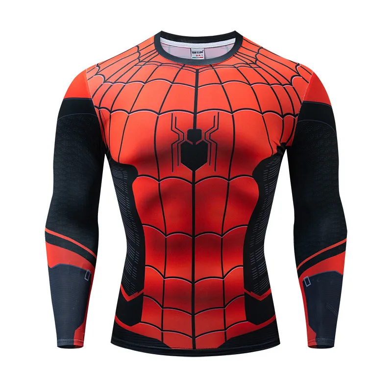 

Marvel brand's original Spider-Man 3D printing high-quality men's compressed long-sleeved Avenger League role-playing clothing