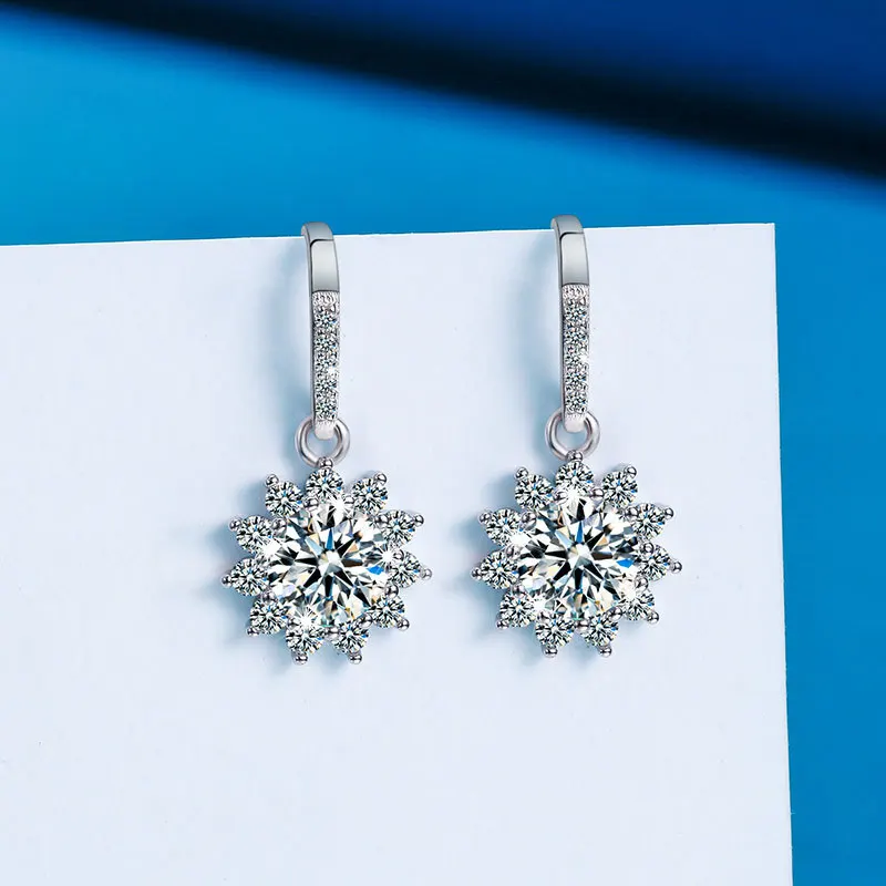 Sunflower Moissanite Women Accessories Earings Original and Funny Earrings Stainless Steel Earring Fashion Jewelry