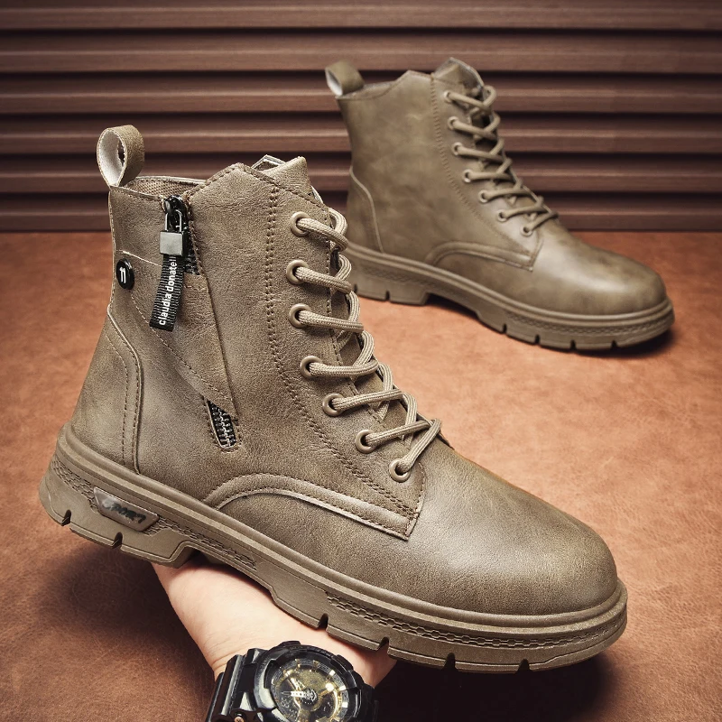 

Осенне-зимние высокие ботинки Martin, трендовые рабочие ботинки, модные кожаные ботинки, повседневная мужская обувь 2023