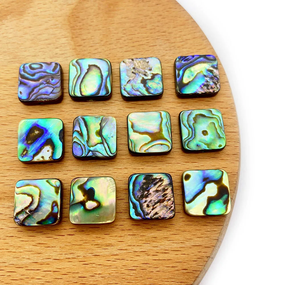 

2pcs/pack 10mm/12mm/14mm Natural Abalone Shell Loose Beads Square Shape Flat Beads DIY for Making Necklace Bracelet Earrings