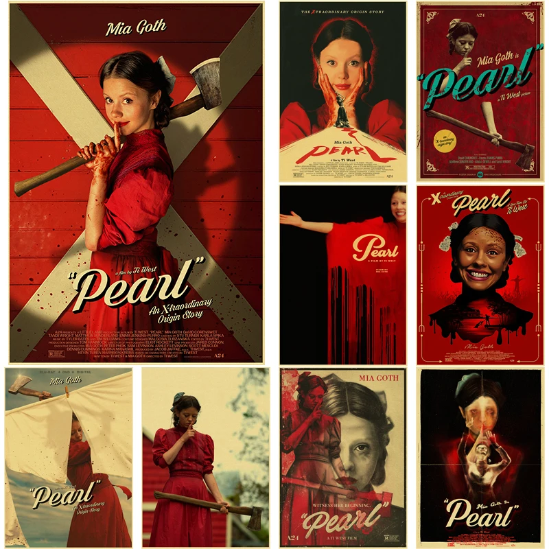 Ретро постеры с жемчугом 2022, фильмы ужасов из крафт-бумаги, принты, пленка X, винтажная домашняя комната, кафе, кинотеатр, искусство, Настенный декор, эстетическая живопись Ретро постеры с жемчугом 2022, фильмы ужасов из крафт-бумаги, принты, пленка X, винтажная домашняя комната, кафе, кинотеатр, искусство, Настенный декор, эстетическая живопись