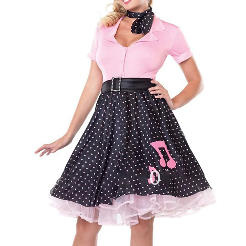 

Free shipping zy274 50s poddle dress costume Gorgeous 50's Poodle Rockabilly Retro Swing Grease Fancy Dress Costume plus size