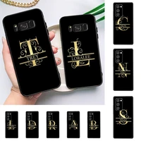 initial letter a z fashion phone case for samsung galaxy note 10pro 20ultra cover for note 20 note10lite m30s