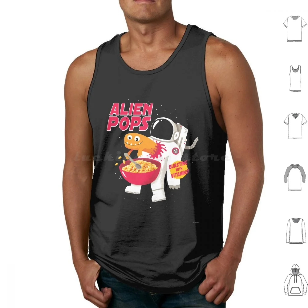 

Pops Tank Tops Print Cotton Astronaut Space Sci Fi Horror Cereal Type Character Funny Cute Dinomike